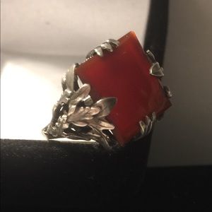 Art Nouveau Sterling Carnelian Ring